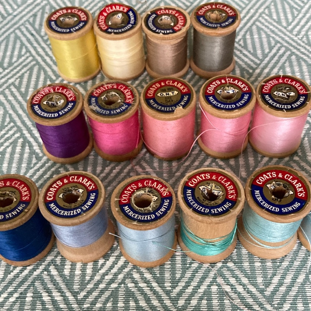 Coats & Clark’s Mercerized vintage 15 wood thread spools